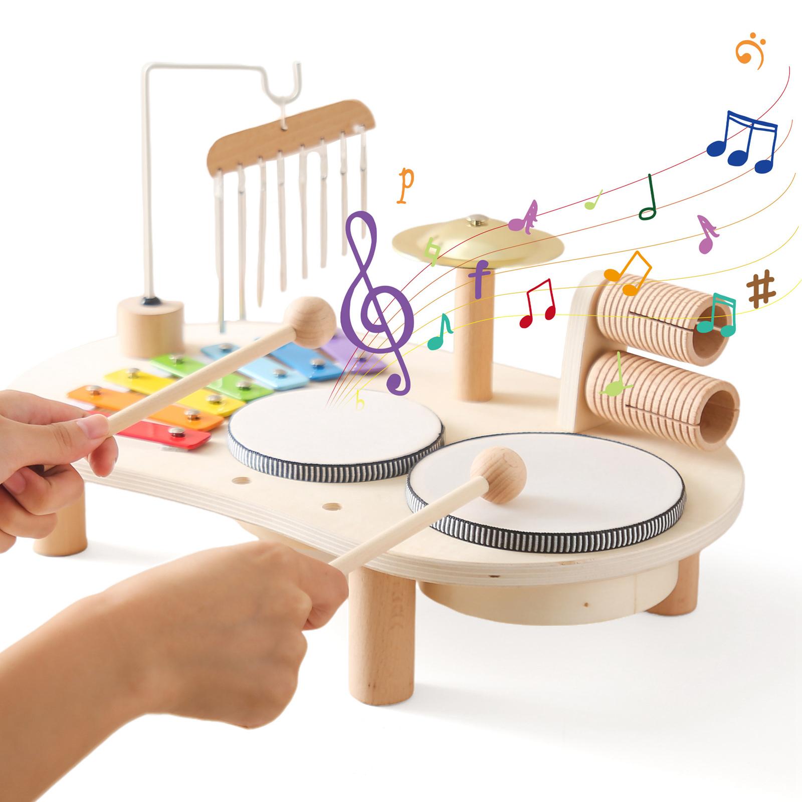 Kids Toys Xylophone - Xylophon-Schlagzeug-Set Lernspielzeug Hand-Augen-Koordination Feinmotorik Holz-Musikset Musikinstrument-Spielzeug