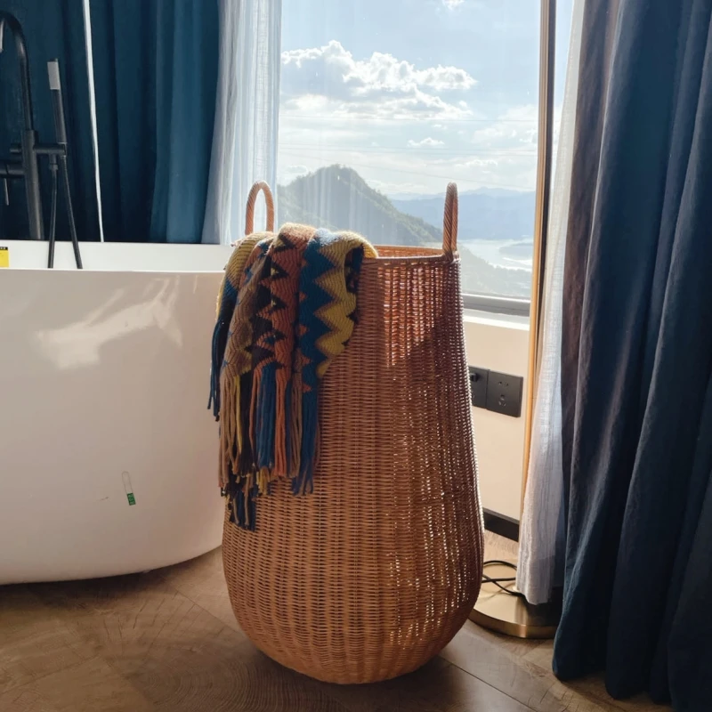 Kids Yoga Toys - Rattan-Aufbewahrungskorb, großes Fassungsvermögen, Wäschekorb für Zuhause,