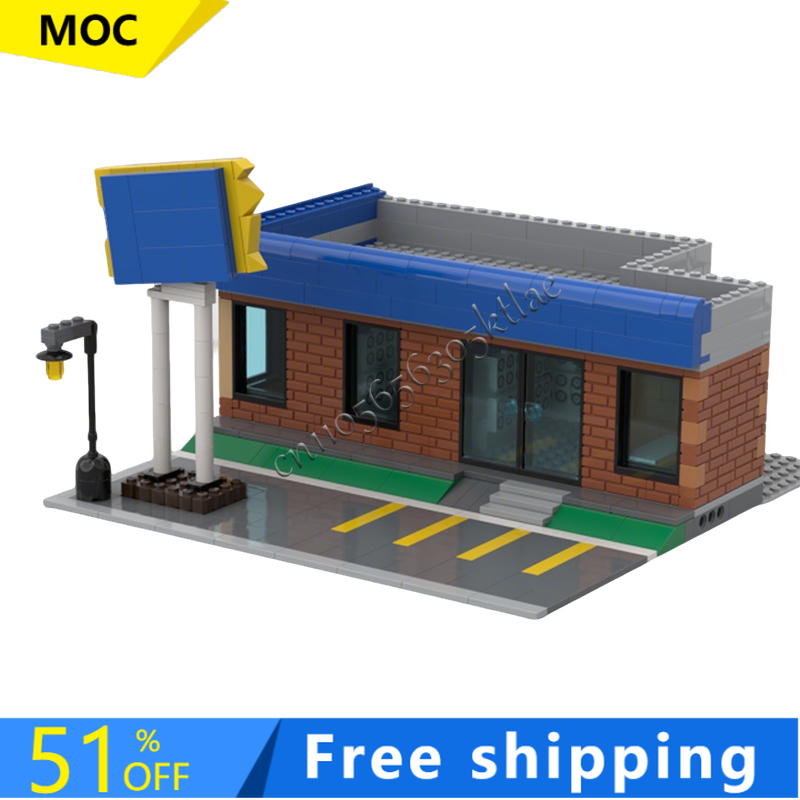 Kids Toys Rental - 717-teiliges MOC Stadtansicht-Set Modulares Gemeinschafts-Videomietgeschäft Bauklötze
