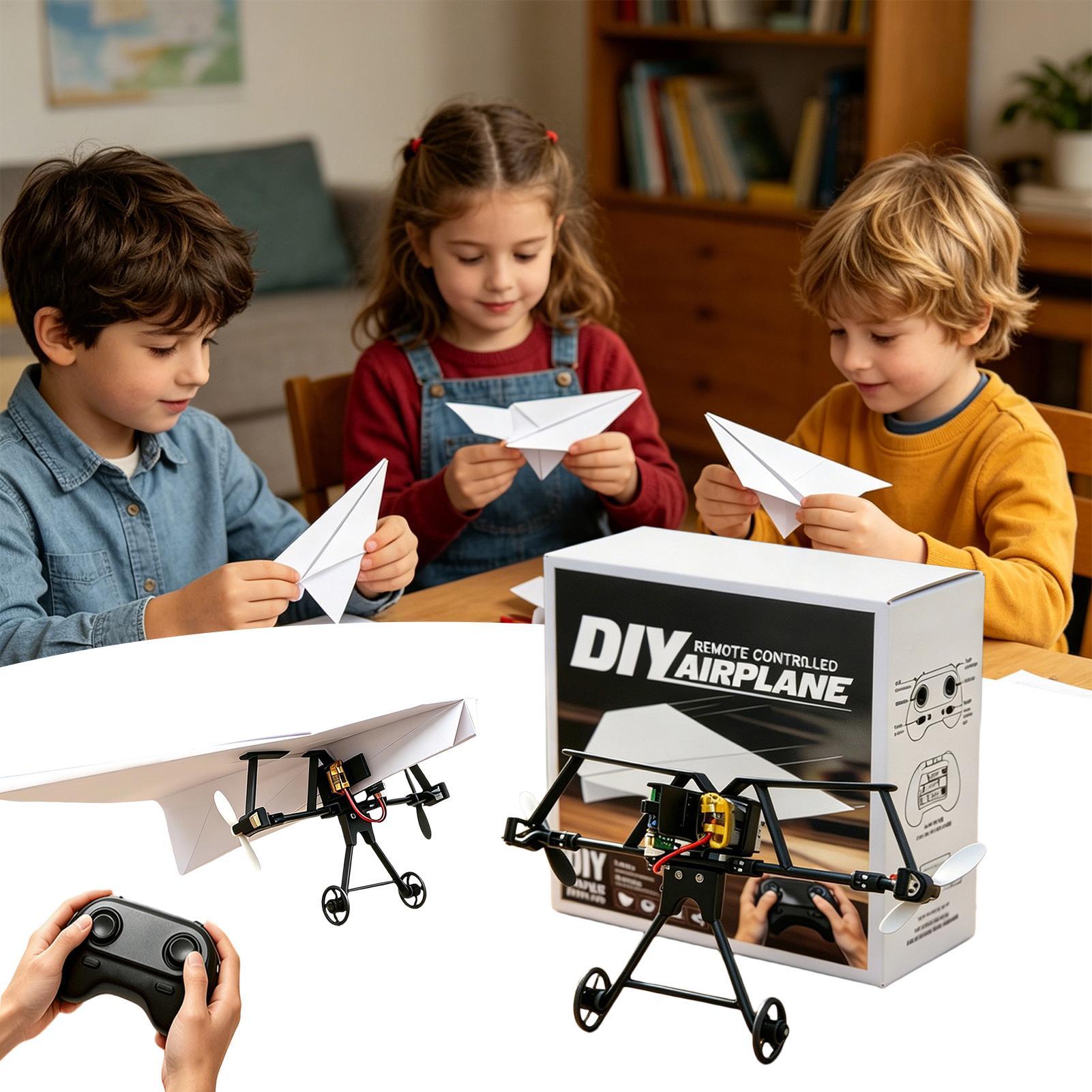 Kids Toys Kit - DIY RC Papierflugzeug-Bausatz Flugzeugspielzeug mit Gyro-Stabilisator