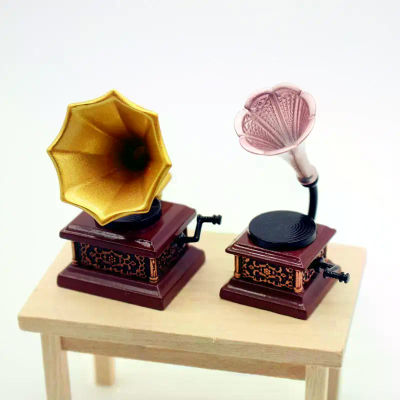 Kids Toys Vintage - Puppenhaus Vintage Phonograph Miniaturen Modell Wohnzimmer