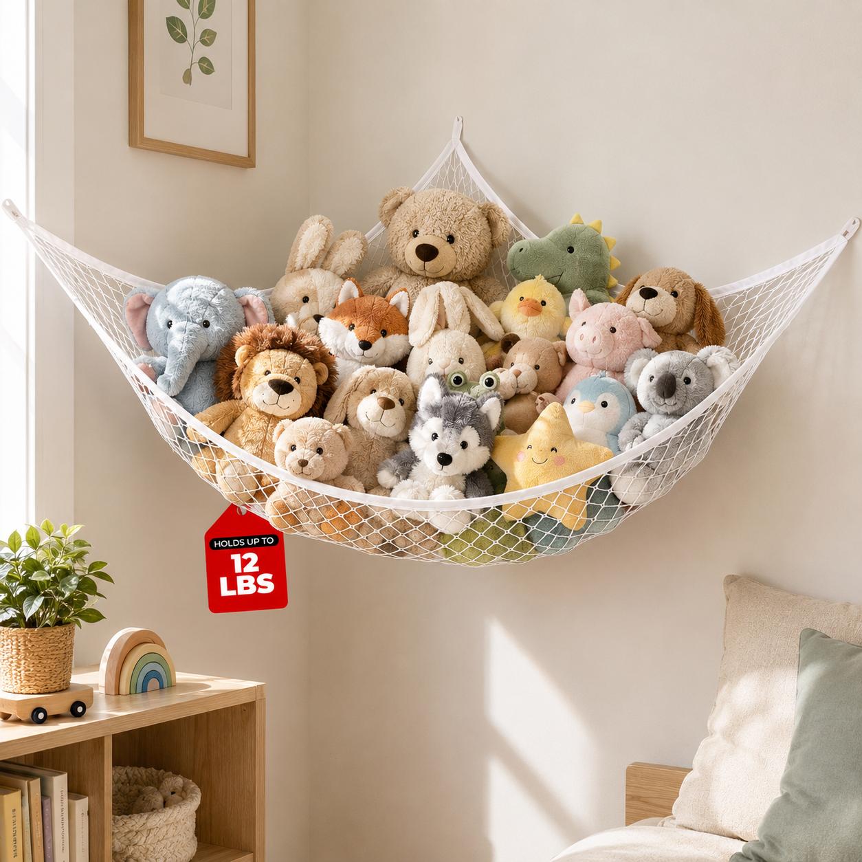 Kids Toys Kids Toys - Netz-Hängematte zur Spielzeugaufbewahrung, Hängender Plüschtier-Organizer, Großes