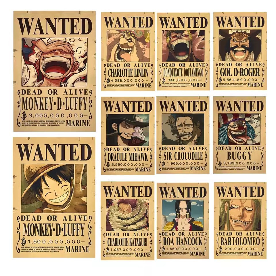 Kids Toys Vintage - Anime One Piece Wanted-Plakate Luffy Gear