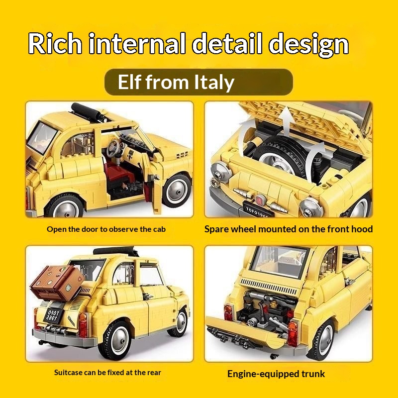 Kids Toys Under 500 - Kompatible Lego 10271 Fiat 500 Reisewagen-Bausteine,