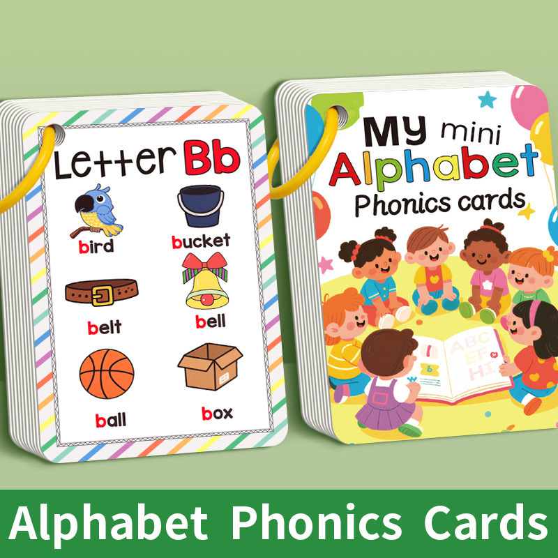 Educational Flash Card - 27-teiliges Lernkarten-Set Cartoon Englische Alphabet-Phonetik-Karten Lern-Memory-Karten