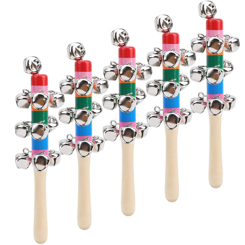 5PCS Holz Jingle Hand Glocken  – Kids Toys Xylophone Bewertung und Preis